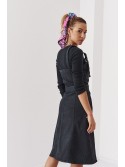 Rochie din denim cu bretele reglabile, neagra 9014 - Magazin online - Boutique